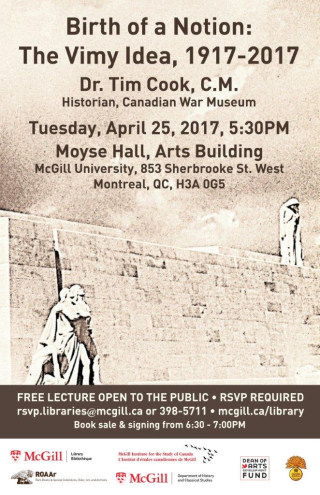 Lecture: Birth of a Notion: The Vimy Idea, 1917-2017 ... 13,180 likes · 120 talking about this.