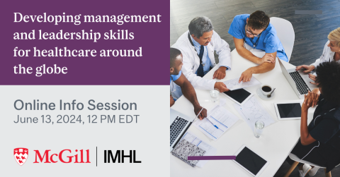 Online Information Session for the International Masters for Health Leadership (IMHL) on June 13, 2024