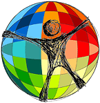 CHRLP logo (a patchwork sphere with a stylized human figure in front)
