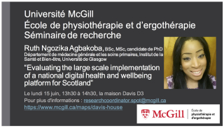 Ruth Ngozika Agbakoba: "Evaluating the large scale implementation of a national digital health and wellbeing platform for Scotland"